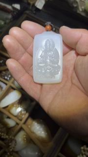 和田玉山料观音无事牌白度细度过灯喜欢的朋友私聊#羊脂白玉